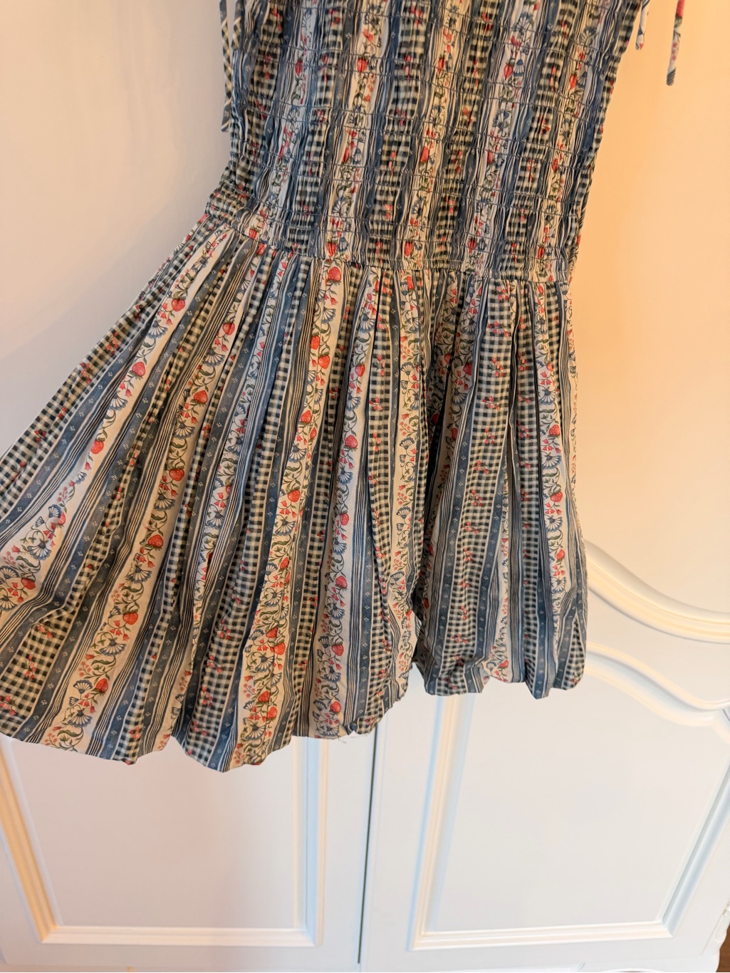 Damson Floral Stripe Mini Dress In Blue And White — image 6 of 8